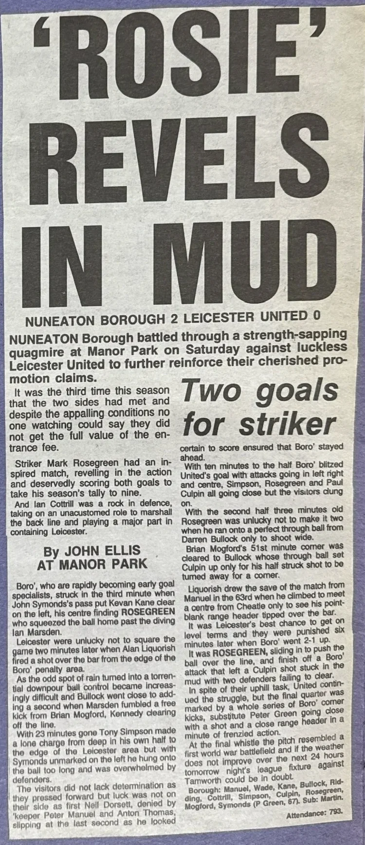 'ROSIE' REVELS IN MUD